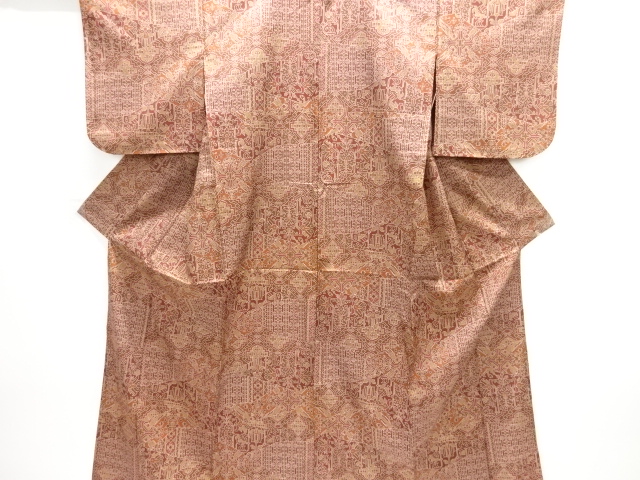 アンティーク　更紗模様本場大島紬単衣着物（染）